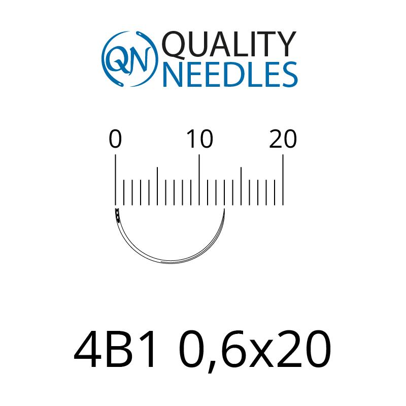 Голки хірургічні ріжучі, 4/8 (1/2), пружинне вушко, розмір 0,6х20 мм, 10 шт.